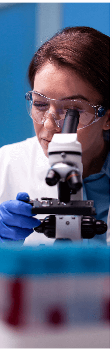 Researcher analyzing samples in a clinical laboratory
